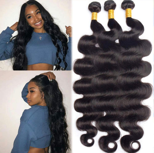 Paquete de 3 paquetes de cabello brasileño virgen 12A (ondas corporales)